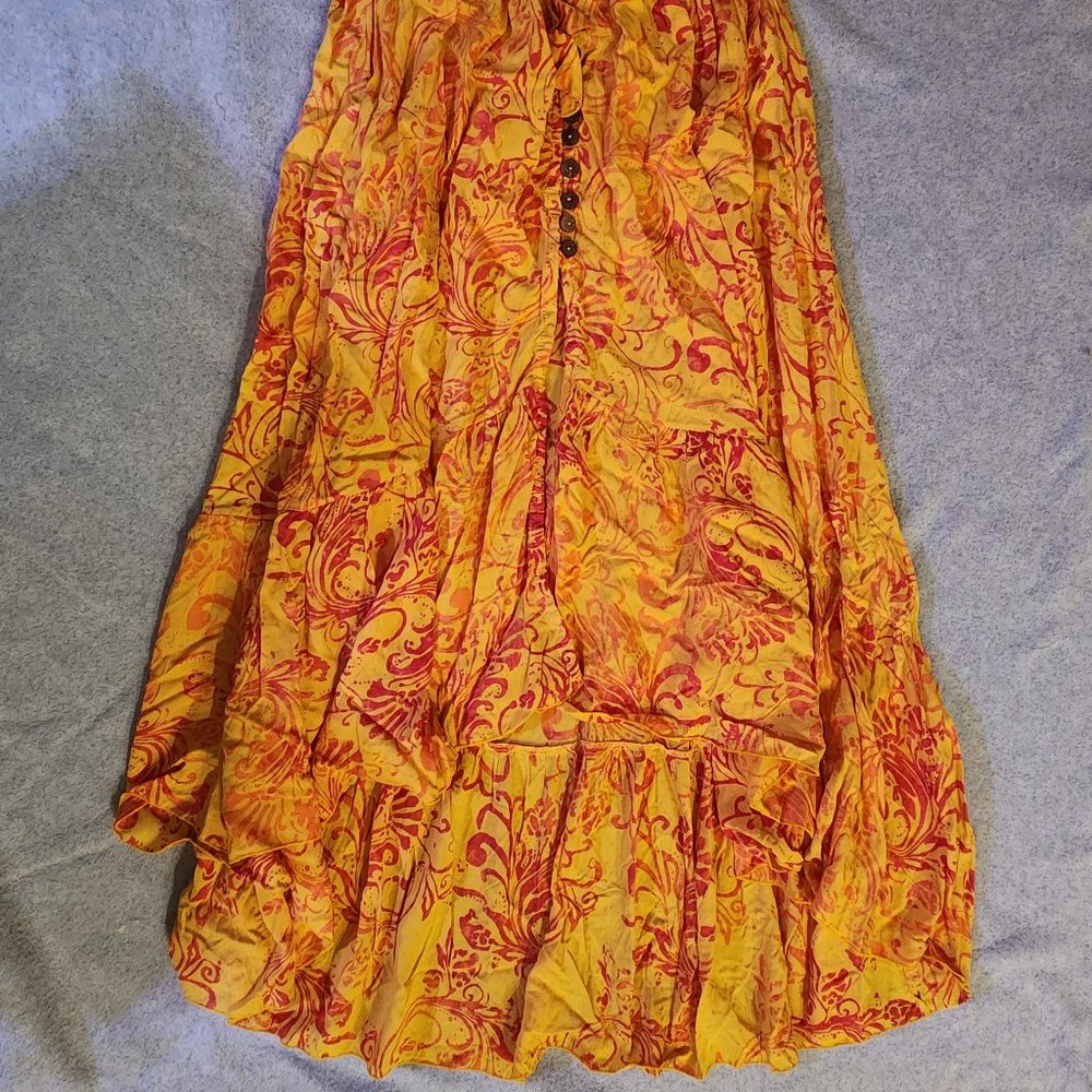 TIARE HAWAII Yellow Orange Button Front Open Back Hi Low Dress, Coverup -NWT - Picture 8 of 10